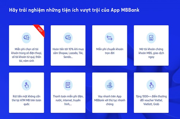 tiện ích app mb bank